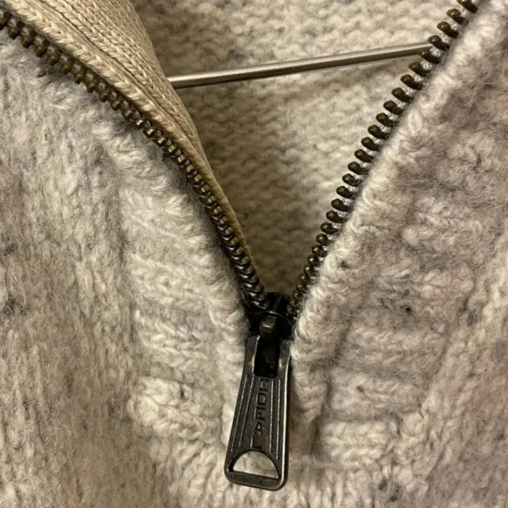 TOMMY wool knit 1/4 zip oatmeal sweater Large - Picture 7 of 8